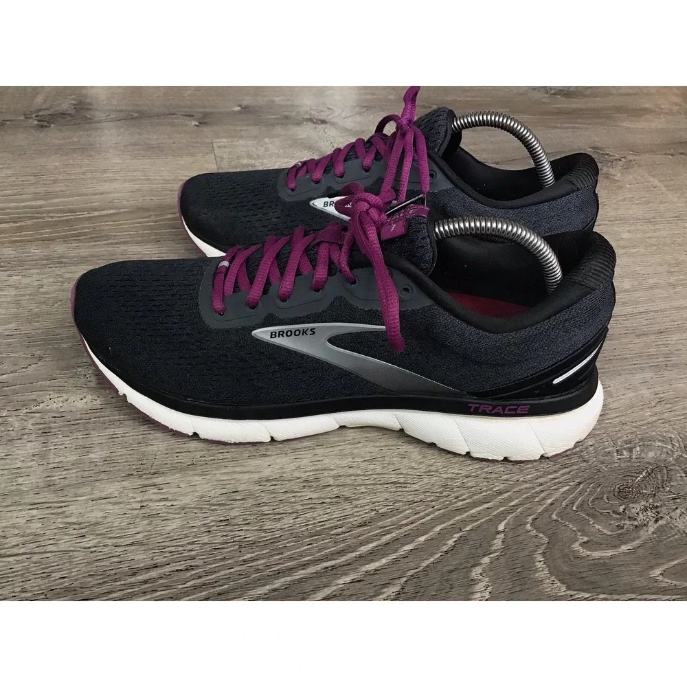 Brooks Trace Shoes Womens Size 11 B Black Purple Running Sneakers 1203511B021